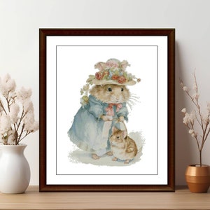 Watercolor Cross Stitch Pattern,Hamster Family,Vintage,Animal xstitch,Pattern Keeper,Embroidery,Instant Download
