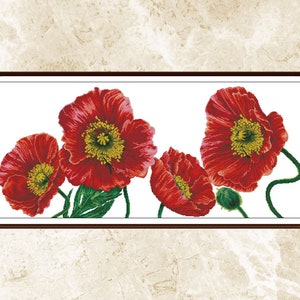 Red Poppy Cross Stitch Pattern,Blooming Poppies,Counted cross stitch,Pattern Keeper,Embroidery,Flowers,Pdf,Instant Download