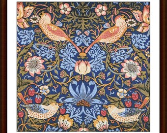 ウィリアム・モリス「いちご泥棒」クロスステッチ図案：刺繍PDF（即時