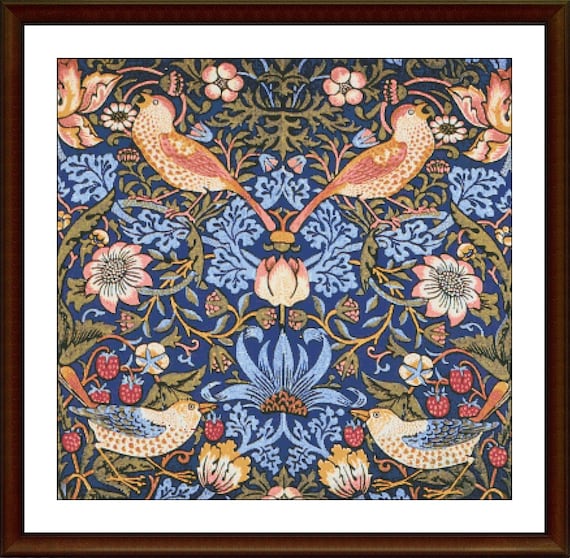ウィリアム・モリス「いちご泥棒」クロスステッチ図案：刺繍PDF（即時