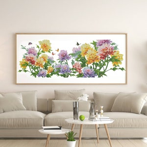 Pioenrozen: kruissteekpatroon, bloemen, patroonhouder, xstitch, borduurwerk, vlinder, zomer, pdf, directe download