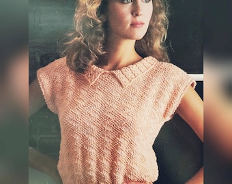 Patrón de top de punto vintage: suéter de verano sin mangas (patrón PDF)