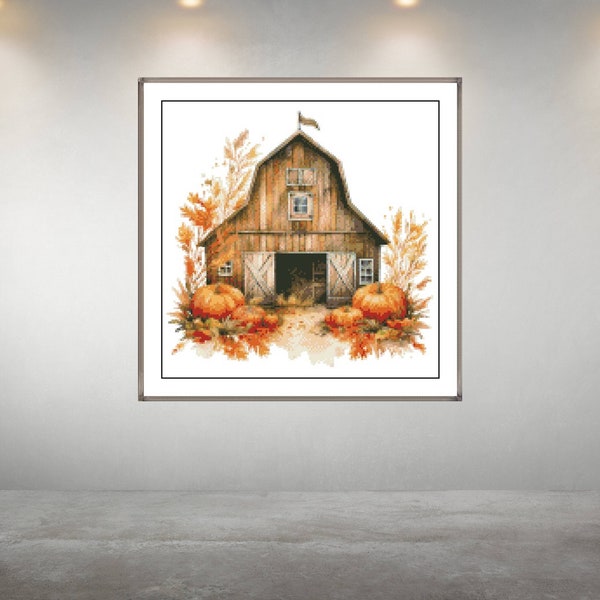 Watercolor Cross Stitch Pattern,Autumn Farm Barn,Pattern Keeper,xstitch,Embroidery,PDF,Instant Download