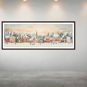 Winter Cross Stitch Pattern,Christmas Row Village, Snow,City,Landscape,Pattern Keeper,Counted Cross Stitch,Pdf,Instant Download
