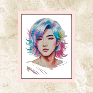 Anime, Cross Stitch Pattern,Colorful Japanese Man,Pattern Keeper,xstitch,Pdf,Instant Download,Asian