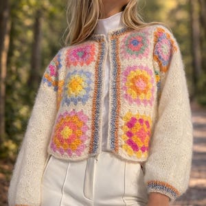 Granny Square Jacket Crochet Pattern • Boho Patchwork Cardigan (PDF Download)