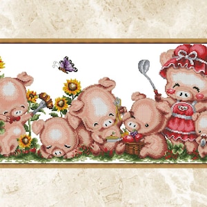 Pig Cross Stitch Pattern, The Happiest moment,Pattern Keeper,xstitch,Embroidery,Pdf,Instant Download