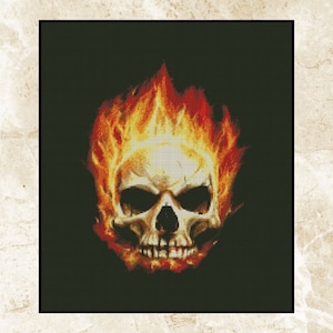 Fire Skull Cross Stitch Pattern, Skull Counted Cross Stitch,Pdf ,Pattern Keeper, Instant Download