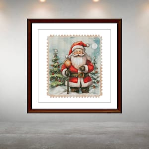 Kerstman stempel kruissteekpatroon, vintage kerstman, telpatroonhouder, pdf-formaat, handwerken, onmiddellijke download
