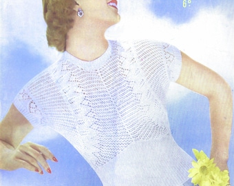 Lady’s Lacy Jumper Knitting Pattern PDF – Vintage Summer Top Jumper-Women's Sweater – Instant Download