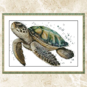 Sea Turtle Cross Stitch Pattern: Watercolor Embroidery (PDF Pattern)