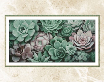 Succulent Cross Stitch Pattern: Floral Embroidery (PDF Pattern)