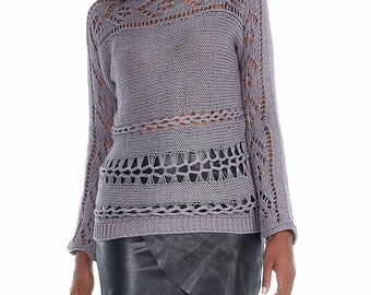 Padrão de tricô para suéter de renda: blusa de malha vazada (padrão em PDF)