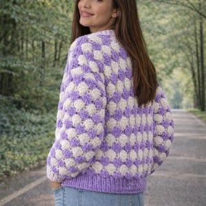 Chunky Knit Cardigan Pattern PDF, Textured Women’s Sweater, Cozy Fall Winter Knit, Bubble Stitch