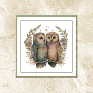Owl Couple Cross Stitch Pattern,Pattern Keeper,xstitch,Needlework,PDF,Instant Download