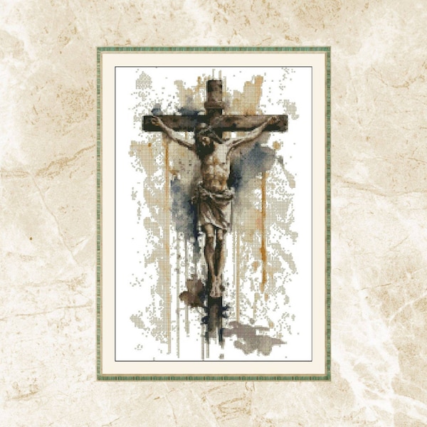 Watercolor Jesus  Cross Stitch Pattern,Jesus Christ Cross,  In His Arms ,Jesus Christ, Pdf , Instant Download