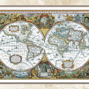 Cross Stitch Pattern,Map of the World,old map,xstitch,Embroidery,Pattern Keeper,Pdf,Instant Download