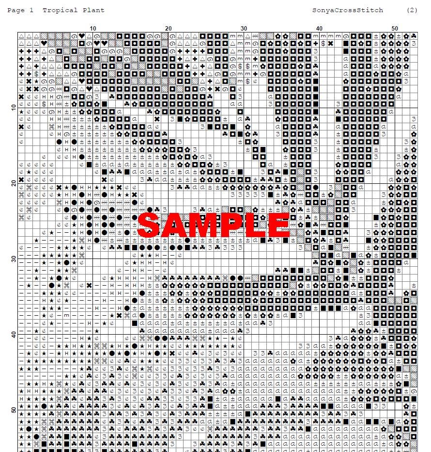 Cross String Patern Cross Stitch Pattern,tropical Plant,leaf,patern Keeper,embroidery,pdf ...