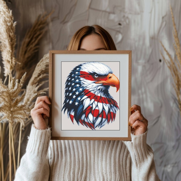 American Eagle Cross Stitch Pattern: Patriotic USA (PDF Pattern)