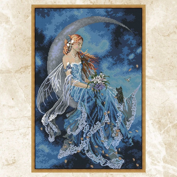 Fairy Moon Cross Stitch - Etsy
