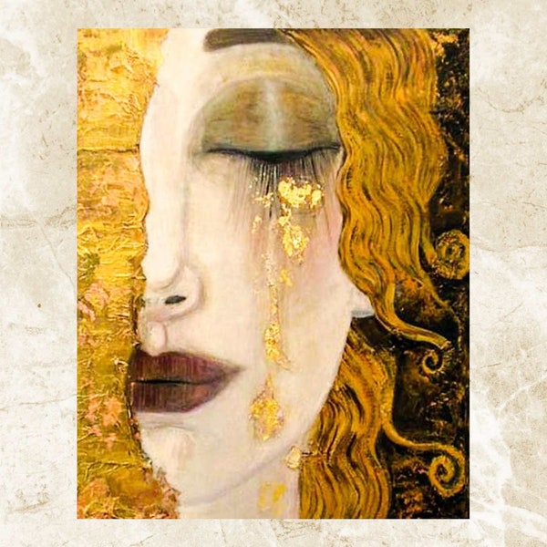 Patrón de punto de cruz, Lágrimas doradas, Lágrimas de Freya de Gustav Klimt, Pdf, Descarga instantánea