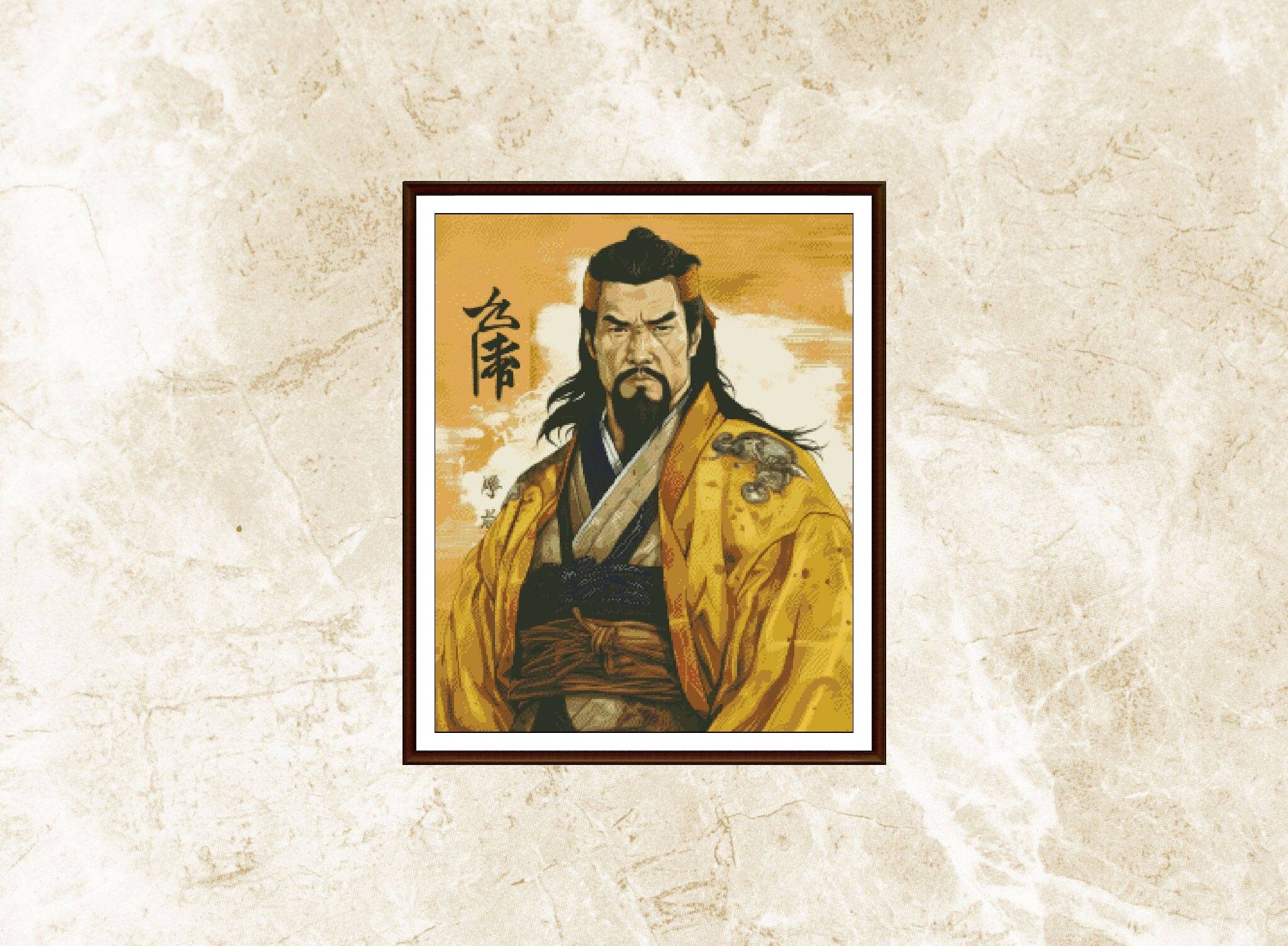 Zhang Jue Cross Stitch Pattern: Yellow Turban Commander (PDF