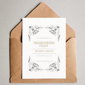 Editable Digital Fall Thanksgiving Feast Dinner Invitation, Thanksgiving Invite, Fall Invite, Dinner Invite, Digital Invite, Feast Invite
