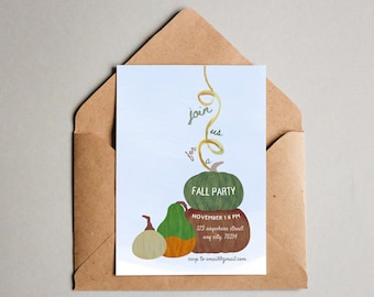 Invitación de calabaza de fiesta de otoño digital editable, fiesta de otoño, invitación de otoño, invitación de calabaza, invitación digital, festival de otoño, invitación de Acción de Gracias
