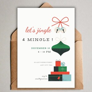 Jingle and Mingle Holiday Party Invitation, Christmas Party Invite, Christmas Invitation, Holiday Party Invite, Editable, Instant Download
