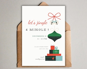 Jingle and Mingle Weihnachtspartyeinladung, Weihnachtspartyeinladung, Weihnachtseinladung, Weihnachtspartyeinladung, bearbeitbar, Sofortiger Download
