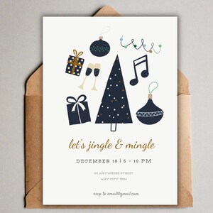 Jingle and Mingle Holiday Party Invitation, Christmas Party Invite, Christmas Invitation, Holiday Party Invite, Editable, Instant Download