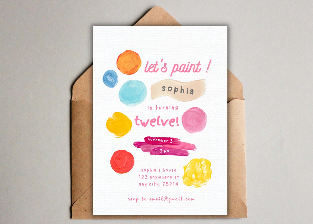 Let's Paint Art Party Invitation Art Party Invite Paint Etsy