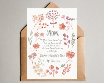 EDITABLE Floral Mother's Day Card, 5x7, Digital Card, Mother's Day Digital Card, Editable Mother's Day Card