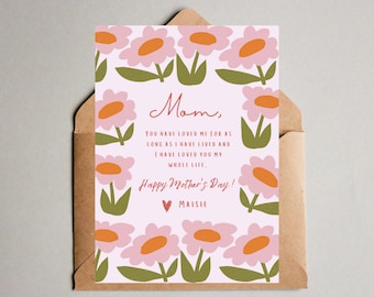 EDITABLE Bright Floral Mother's Day Card, 5x7, Digital Card, Mother's Day Digital Card, Editable Mother's Day Card