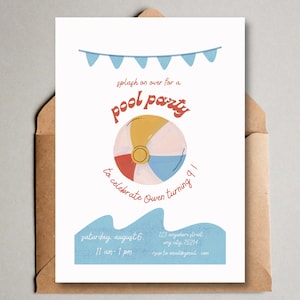 Splash On Over Pool Party Birthday Invitation, Kids Pool Birthday Invite, Kids Pool Party, Digital Invite, Instant Download, Printable
