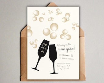 Let's Ring in the New Year Party Invite, New Year's Eve Party Invite, New Year's Party, nye Party, EDITABLE, INSTANT DOWNLOAD