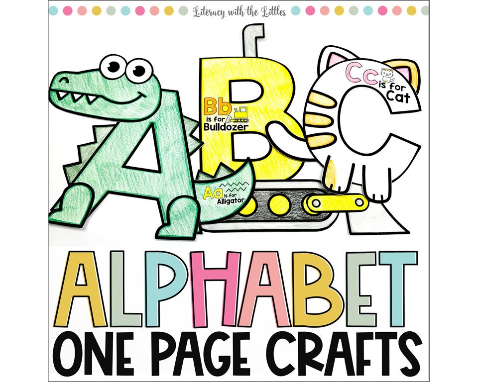 Alphabet Crafts for Kids   One Page Crafts Practice Letter Sounds Letter Recognition Activities for Preschool & Kindergarten Fine Motor Fun