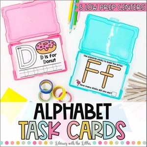 Cartes de tâches alphabétiques | Activités de reconnaissance et de correspondance de lettres | Activités occupées en boîte pour la maternelle, la maternelle ou la première année