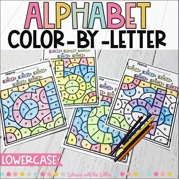 Alphabet Color By Code Printables | Lowercase Letter Recognition Activities for Preschool, Kindergarten, First Grade or Homeschool