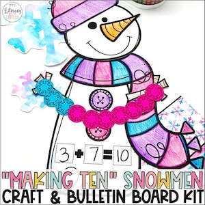 Snögubbe Additionspyssel & Anslagstavlek Kit Snögubbar Att Göra Tio Matematisk Aktivitet för Förskoleklass eller Årskurs 1 Summor av Tio Addition för att Få 10