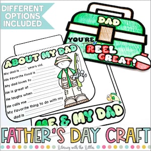 Reel Great Dad Father&#39;s Day Gift from Kids | Fishing Themed Fathers Day Craft for Dad, Grandpa, Papa, and Blank Option Included