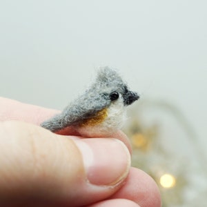 Tiny needle felted tufted titmouse, miniature bird, made to order