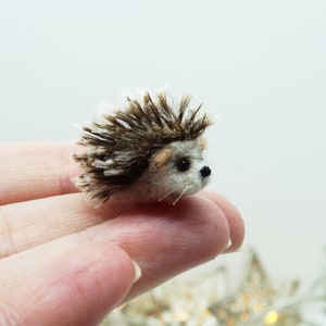 Fluffy the hedgehog, miniature needle felted animal, baby hedgehog, ready to ship from the USA