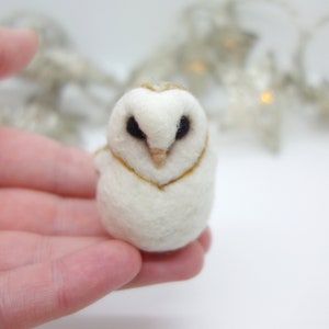Miniature needle felted barn owl, baby owl, made to order