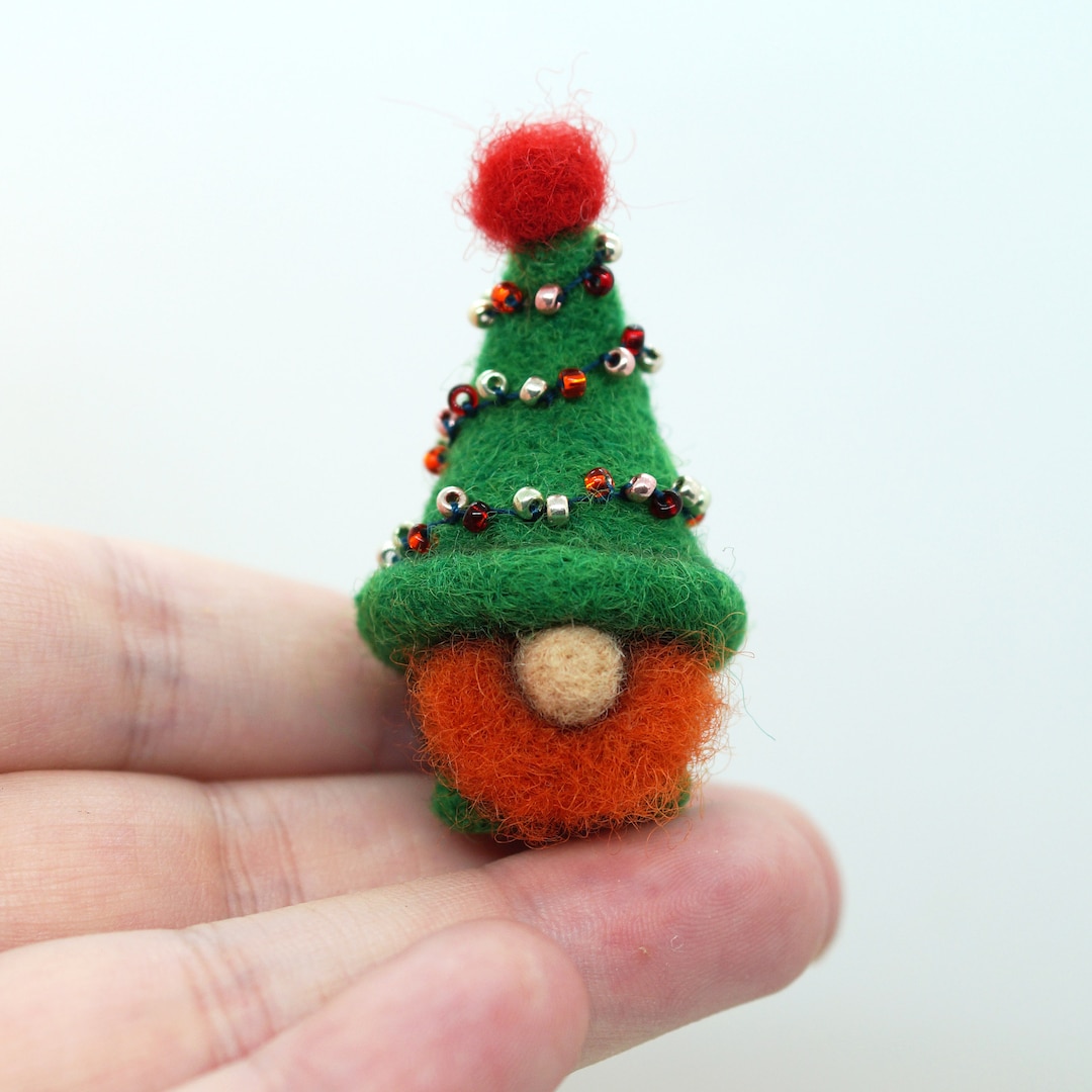 Miniature Needle Felted Gnome, Redhead Gnome, Ginger Gnome, Christmas