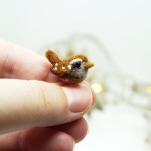 Tiny needle felted wren, miniature bird, made to order