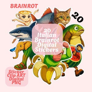 BRAINROT MEMES Digital Sticker Pack 20 PNG
