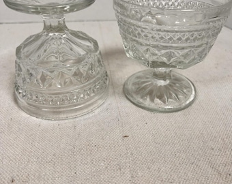 Set Of 2 Wexford Glass Pedestal Desert Cups, Fruit Cup, Ice Cream