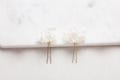 White Hydrangea Bridal Hair Pins, Dried Flower Wedding Hair Accessories Small Hairpieces (Set of 2)