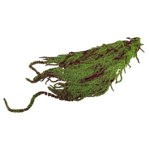 May include: A decorative artificial plant stem featuring cascading, textured foliage in shades of vibrant green and deep burgundy. The plant has a long, trailing structure with multiple thin, drooping tendrils that extend from a central base.